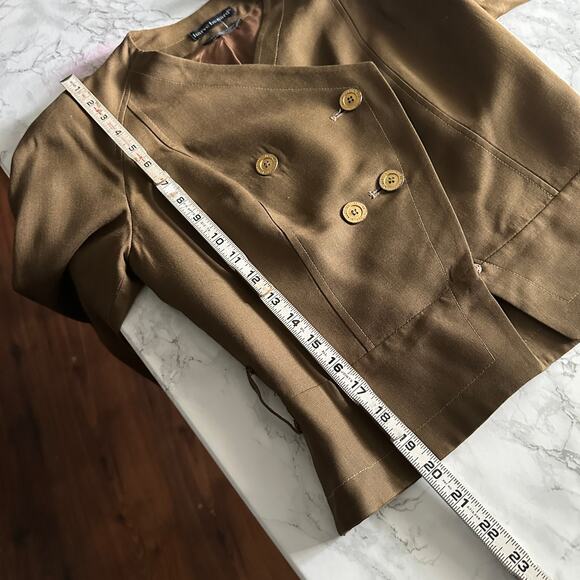 Harve Benard Golden Green Short Double Breasted Military Jacket Women's Size 6 - Picture 9 of 12